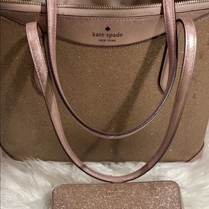 Kate spade rose gold purse and wallet
